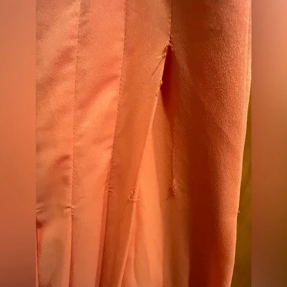 Anthropologie || Maeve Zocalo Pleated Chiffon Maxi Skirt Slit Orange Peach - Picture 6 of 9